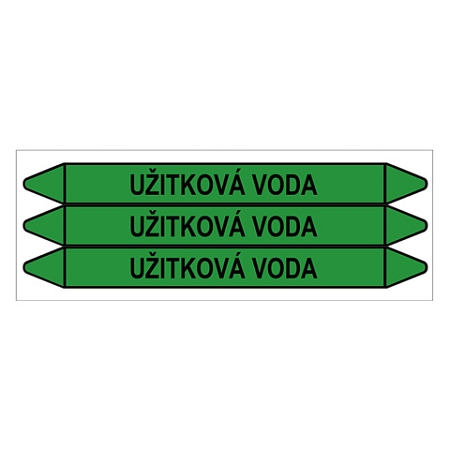 Značení potrubí, užitková voda,3 ks, 355 × 37 mm